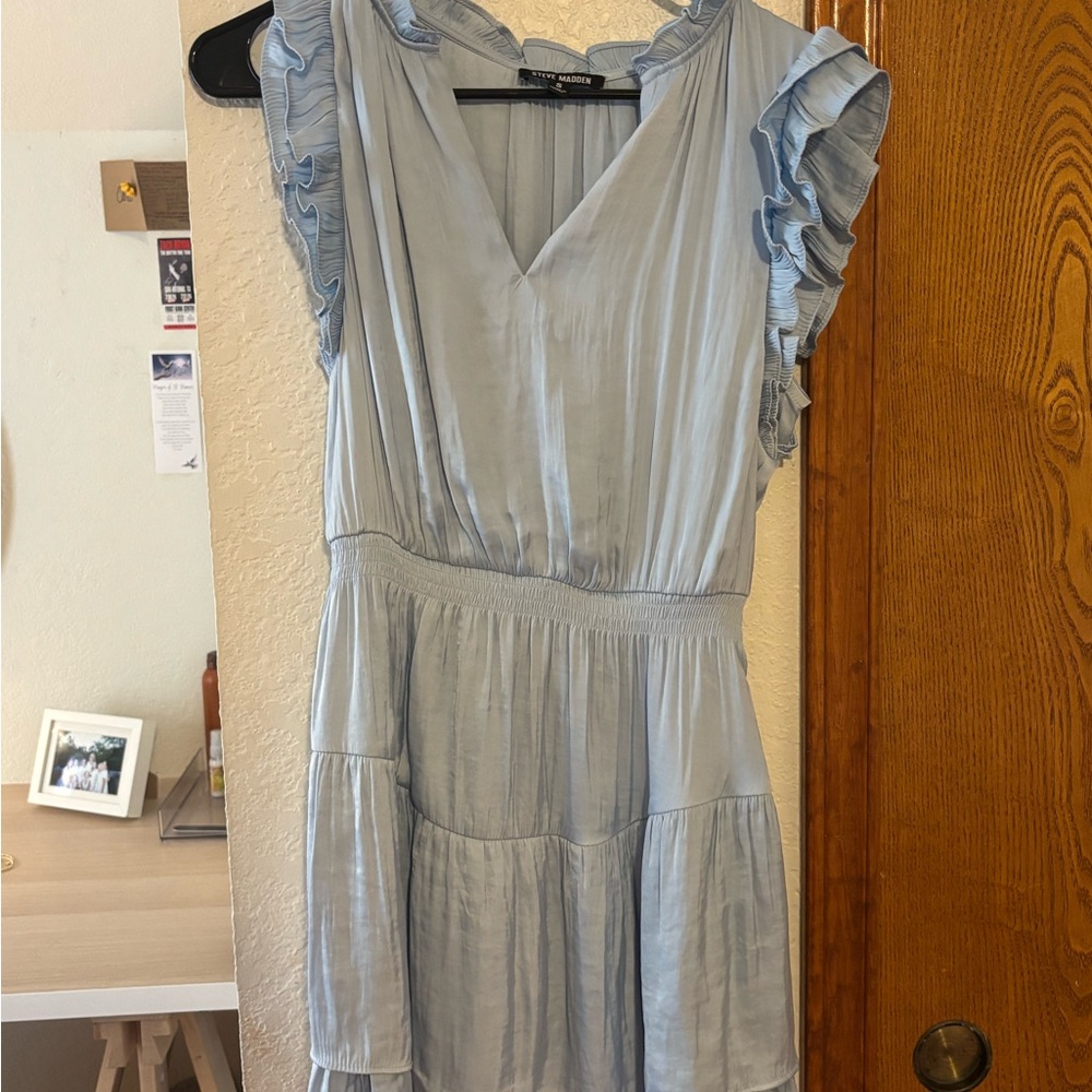 Steve Madden Sky Blue Ruffled Mini Dress